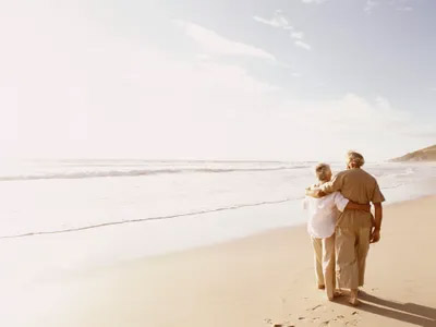 Man & Woman Walking on Beach